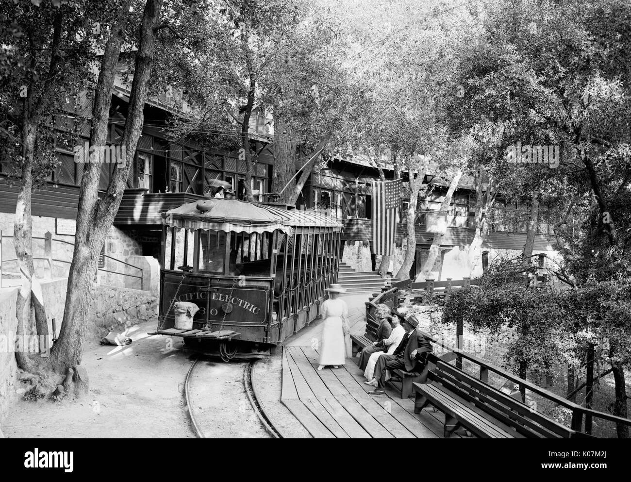 Une voiture électrique à Ye Alpine Tavern, Mount Lowe Rail Banque D'Images