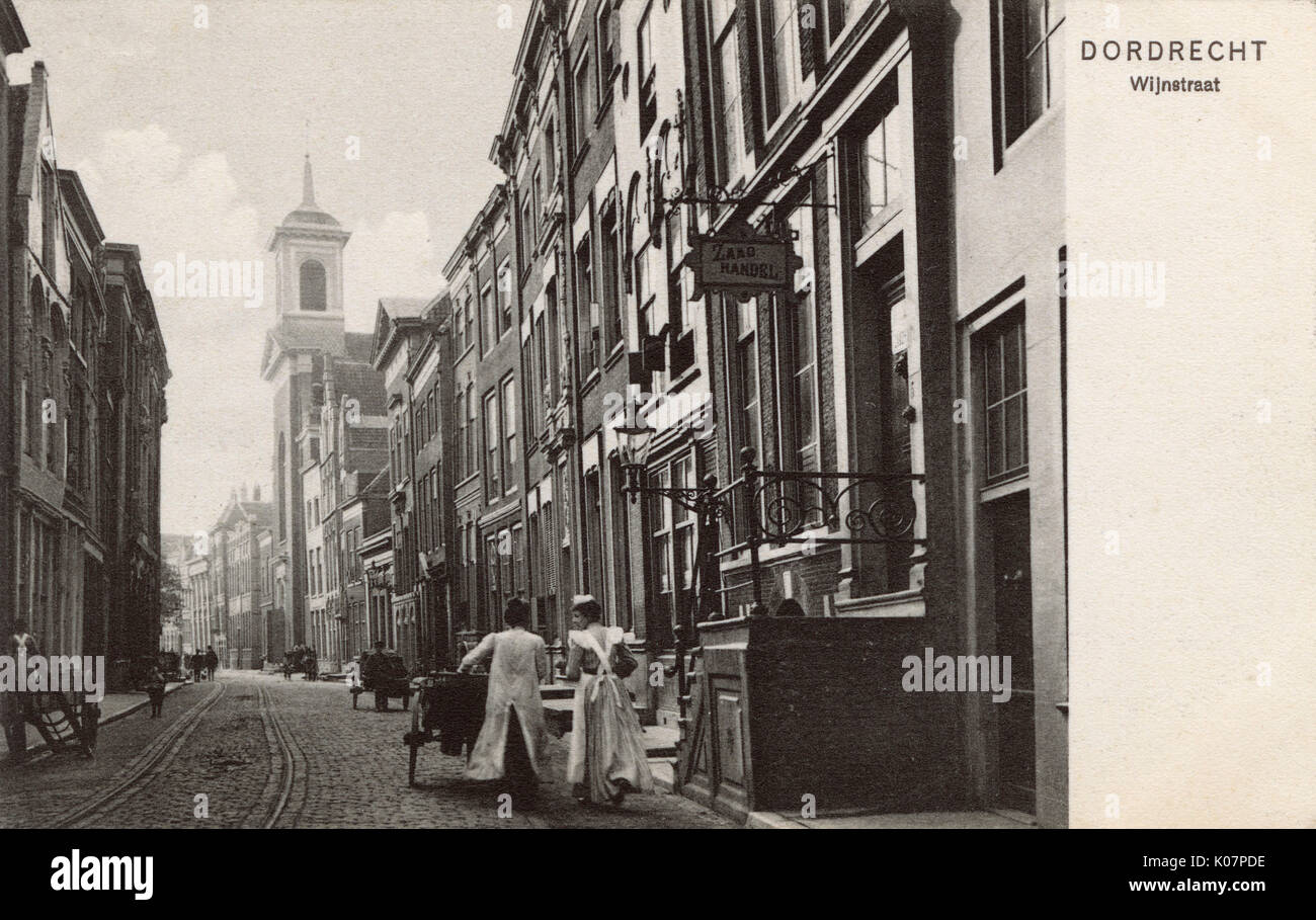 Vue sur Wijnstraat, Dordrecht, Hollande du Sud, pays-Bas Banque D'Images