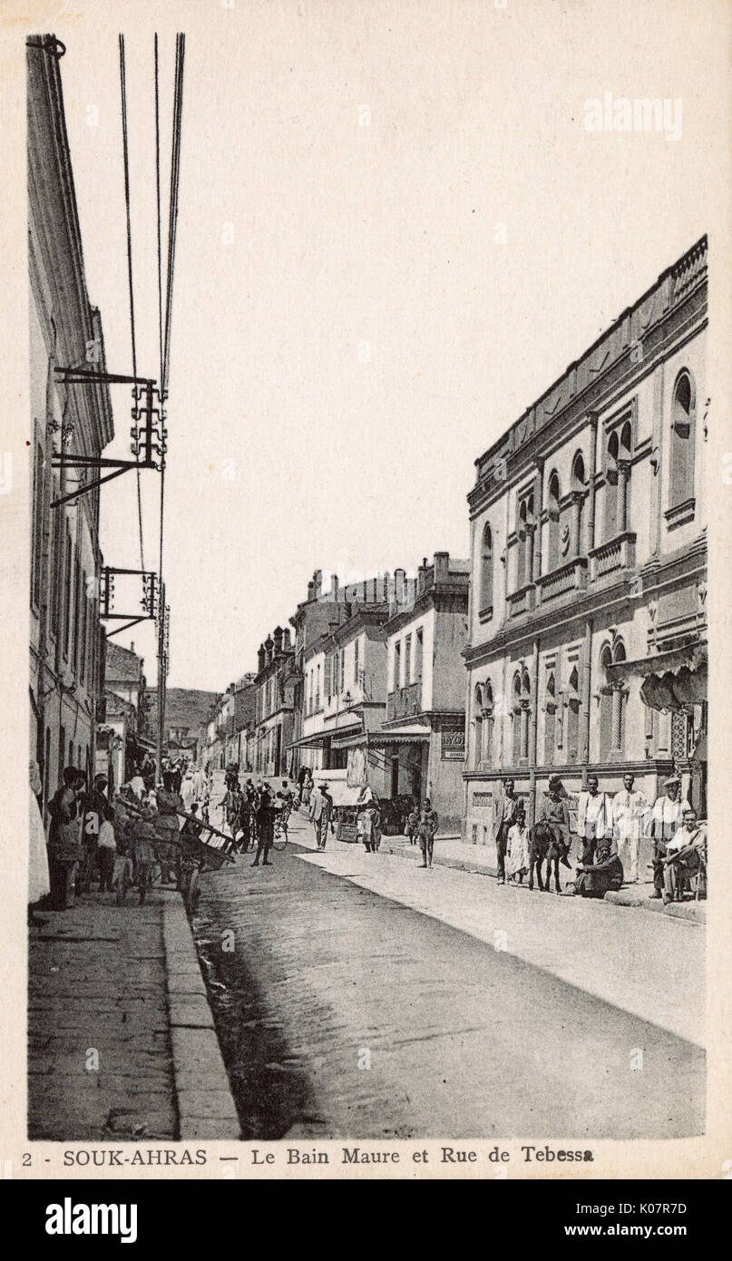 Vue sur la rue Tebessa, Souk Ahras, ne Algérie Banque D'Images