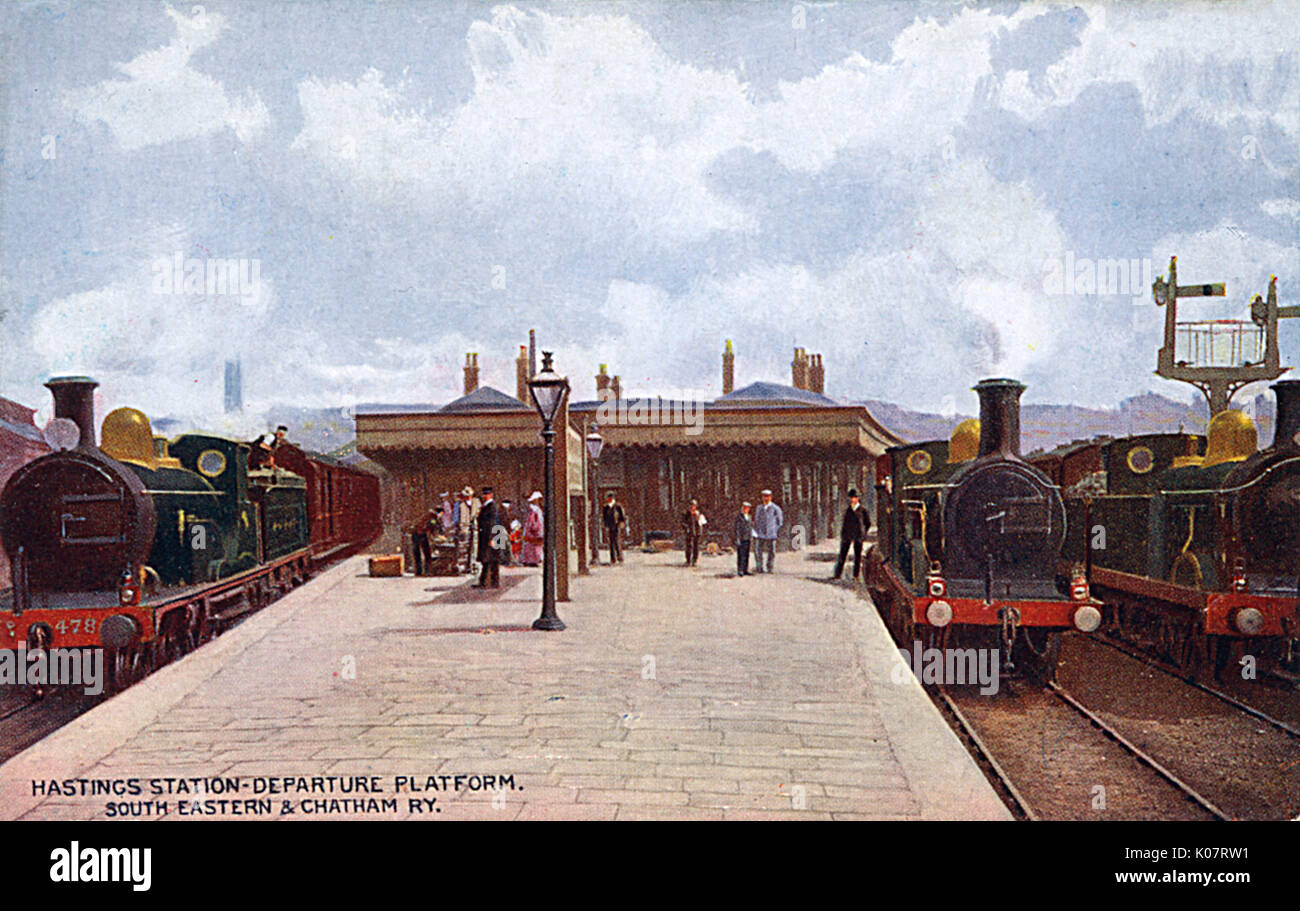 Plate-forme de départ - Hastings Station, East Sussex se&CR Banque D'Images