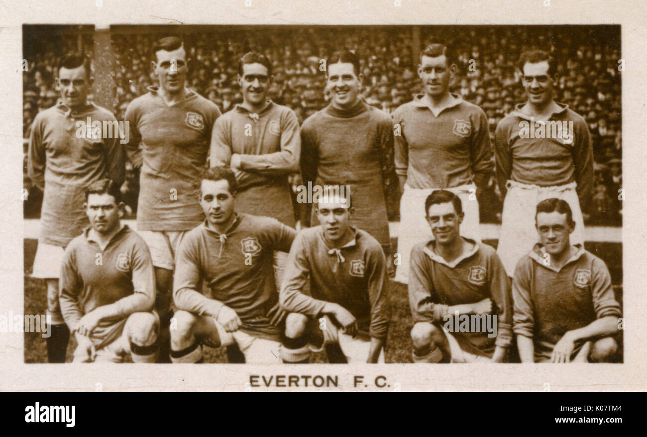 L'équipe de football Everton FC 1922-23. Rangée arrière : Hart, Brewster, Peacock, Fougère, McDonald, Chedgzoy. Rangée avant : Harrison, Downs, Irvine, Forbes, Williams. Date : 1922-1923 Banque D'Images