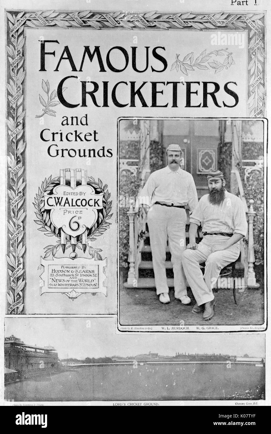 Couverture design, célèbres Cricketers et terrain de cricket, I Banque D'Images