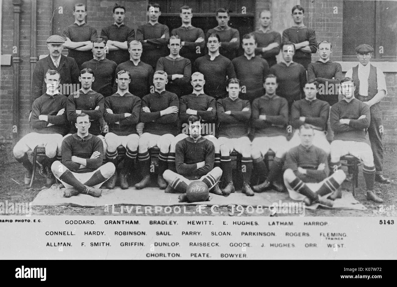 Équipe de football du Liverpool FC 1908-1909 Banque D'Images