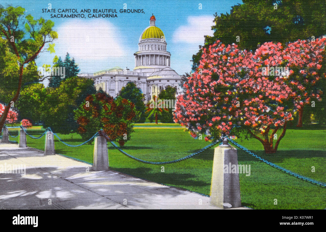 Sacramento, Californie, États-Unis - Capitole de l'État et terrain Banque D'Images