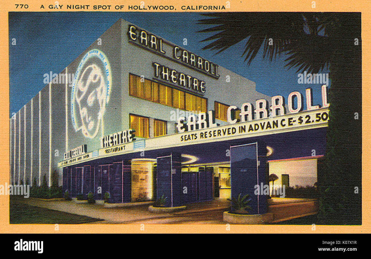 Earl Carroll Theatre et Restaurant, Hollywood, Los Angeles, Californie, USA. Date : 1940 Banque D'Images