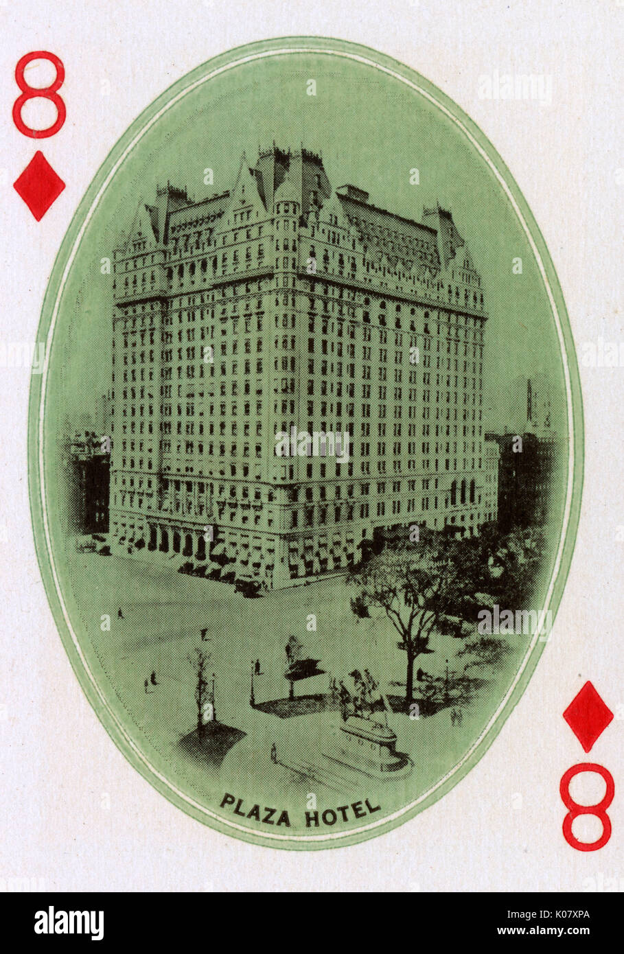 New York - carte à jouer - Plaza Hotel - 8 de Diamonds Banque D'Images