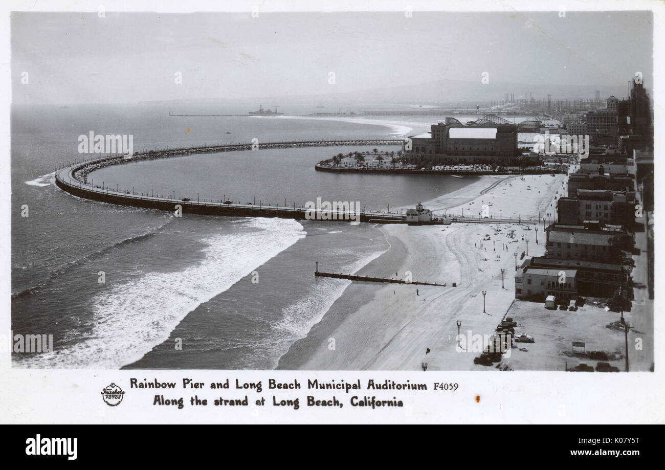 Rainbow Pier et auditorium, long Beach, Californie, États-Unis Banque D'Images