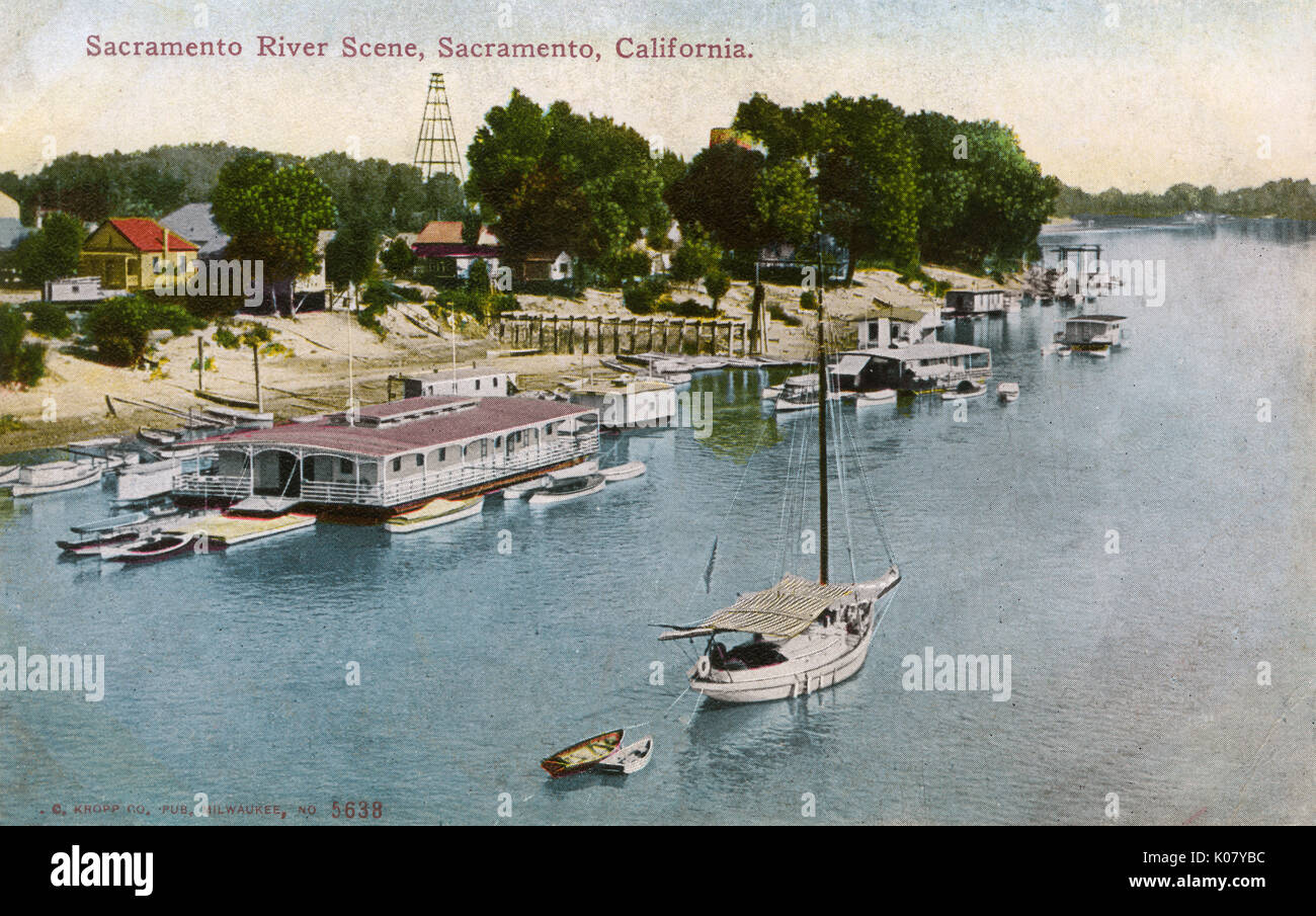 Scène de Sacramento River, Sacramento, Californie, États-Unis Banque D'Images