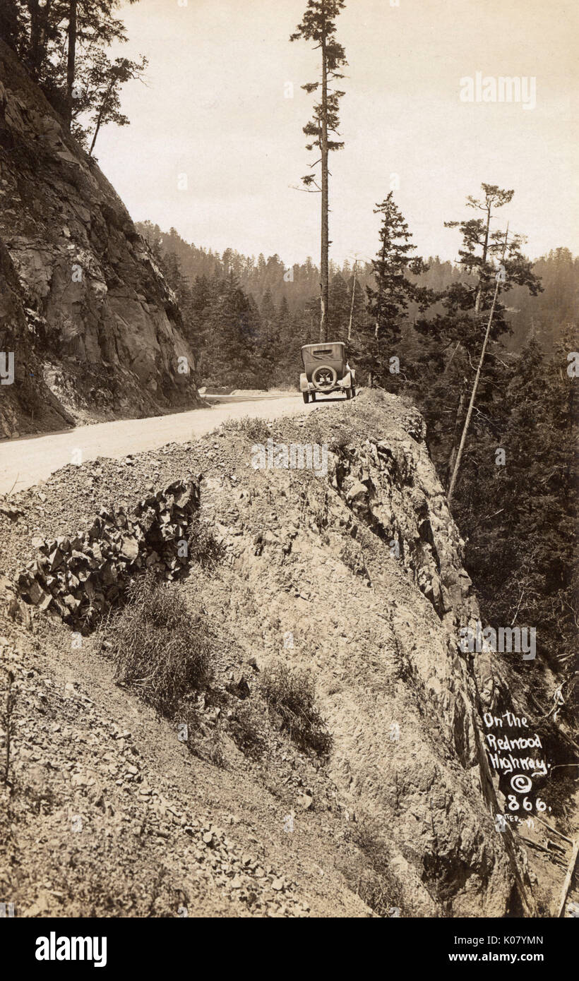 Voiture sur la Redwood Highway, comté de Humboldt, Californie, États-Unis Banque D'Images
