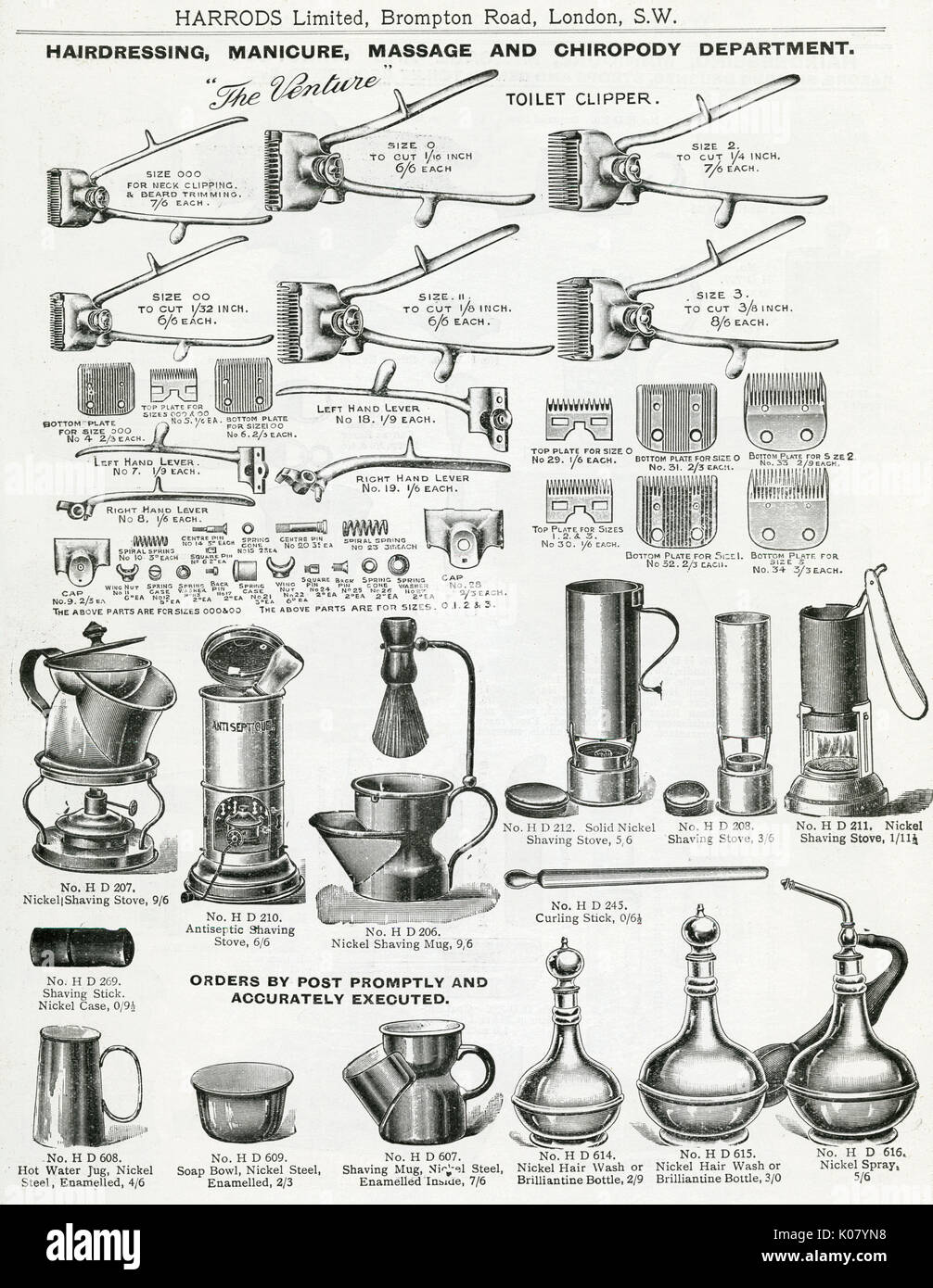 Catalogue professionnel des équipements de manucure pour hommes 1911 Banque D'Images