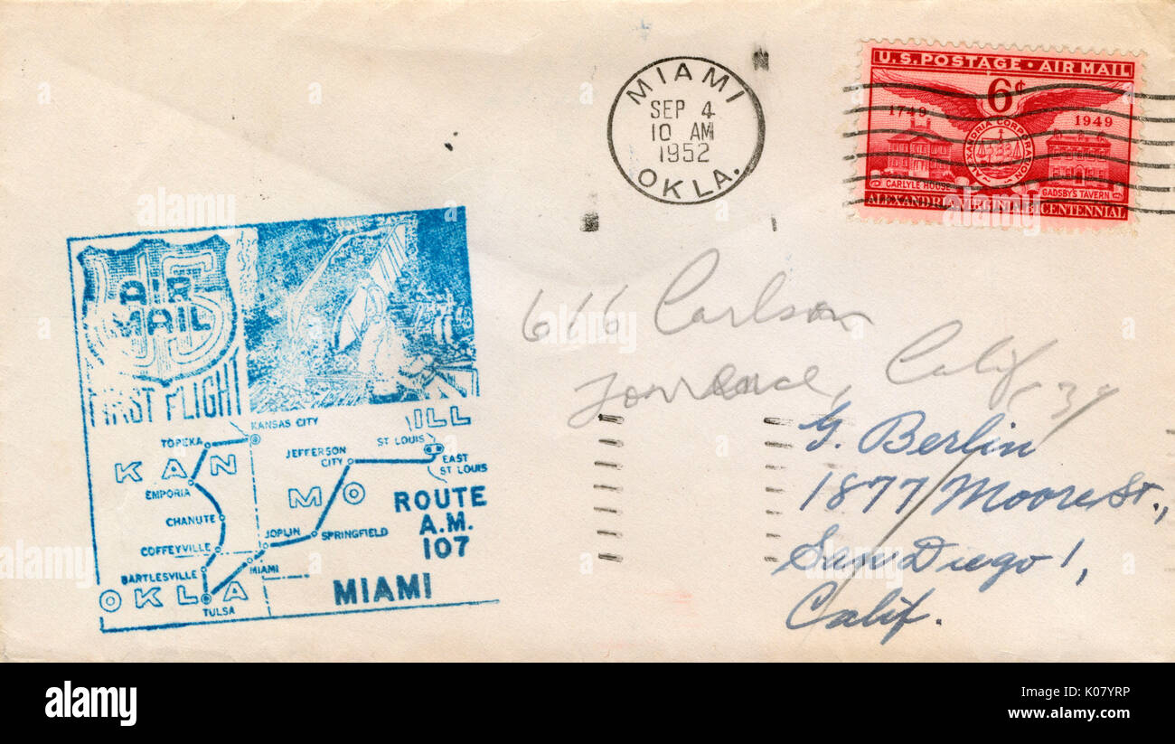 Enveloppe commémorative avec timbres Banque D'Images