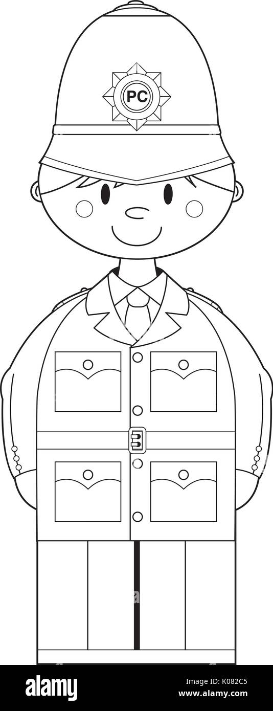 Cute Cartoon policier britannique Art Ligne Vector illustration Illustration de Vecteur