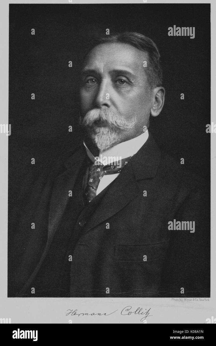 Portrait assis de mi-longueur de l'Allemand linguiste et professeur de philologie germanique Hermann Collitz, 1900. Banque D'Images