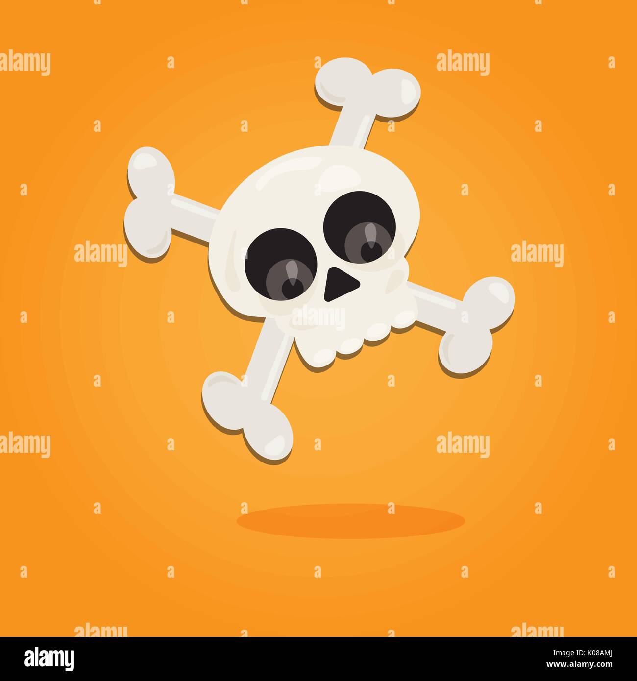 Cartoon art Halloween dans télévision style. Fond orange, Cute skull pour la conception. Vector illustration Illustration de Vecteur