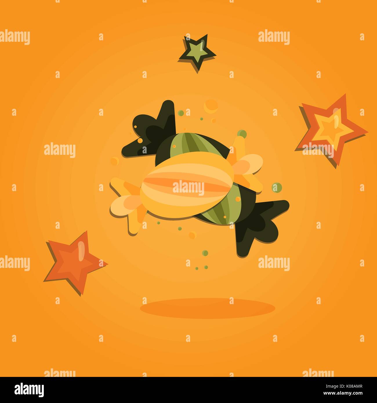 Cartoon art Halloween dans télévision style. Fond orange, Cute sweet pour la conception. Vector illustration Illustration de Vecteur
