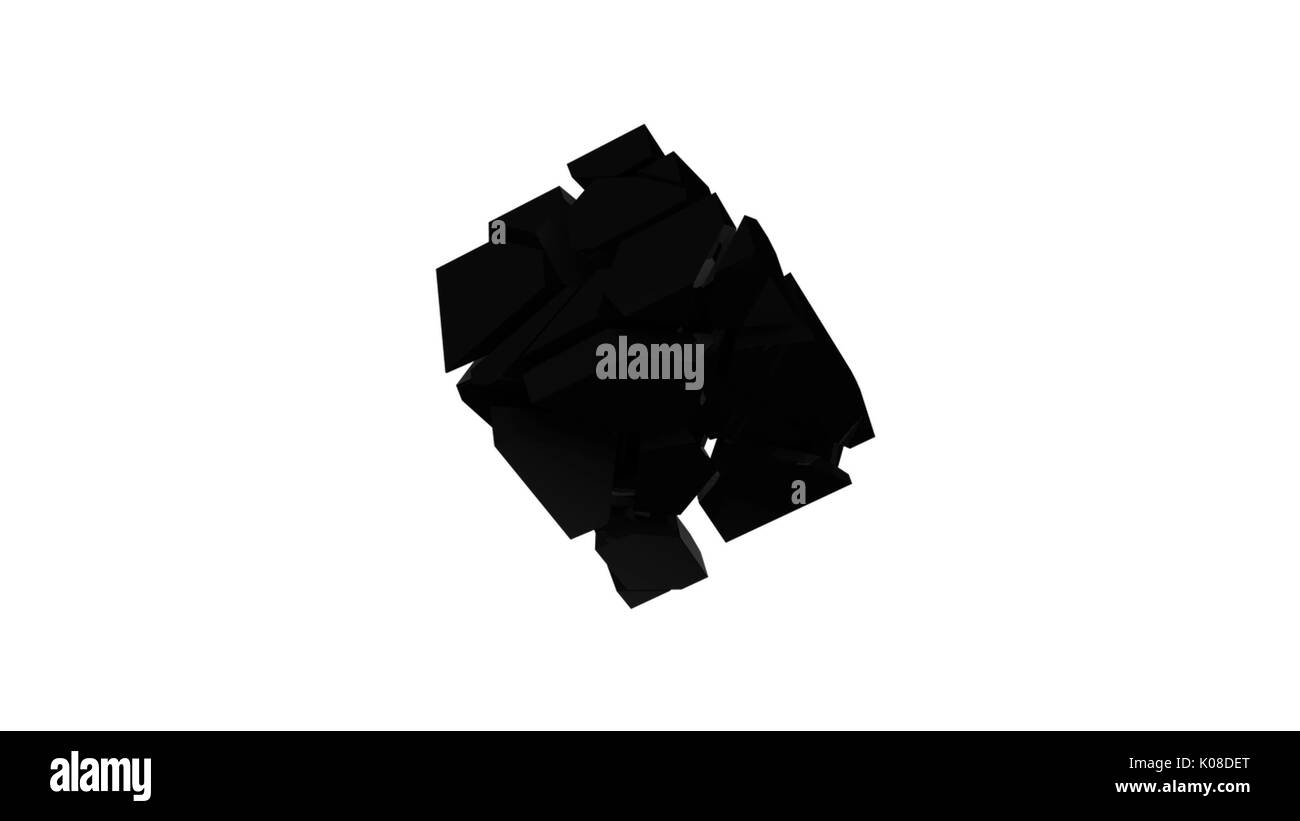 La diffusion et de l'intercepter un cube noir sur un fond isolé. Résumé toile numérique Banque D'Images