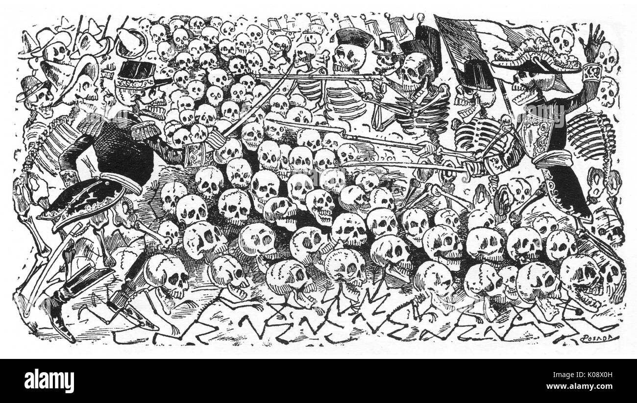 Posada, Calavera de la guerre de l'intervention, Mexique Banque D'Images