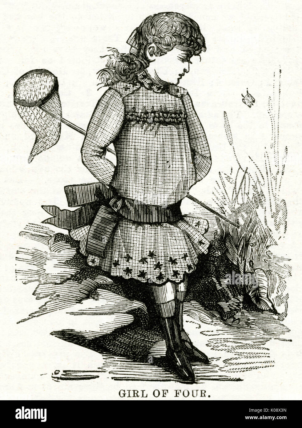 Vêtements de plein air pour filles de quatre ans 1886 Banque D'Images