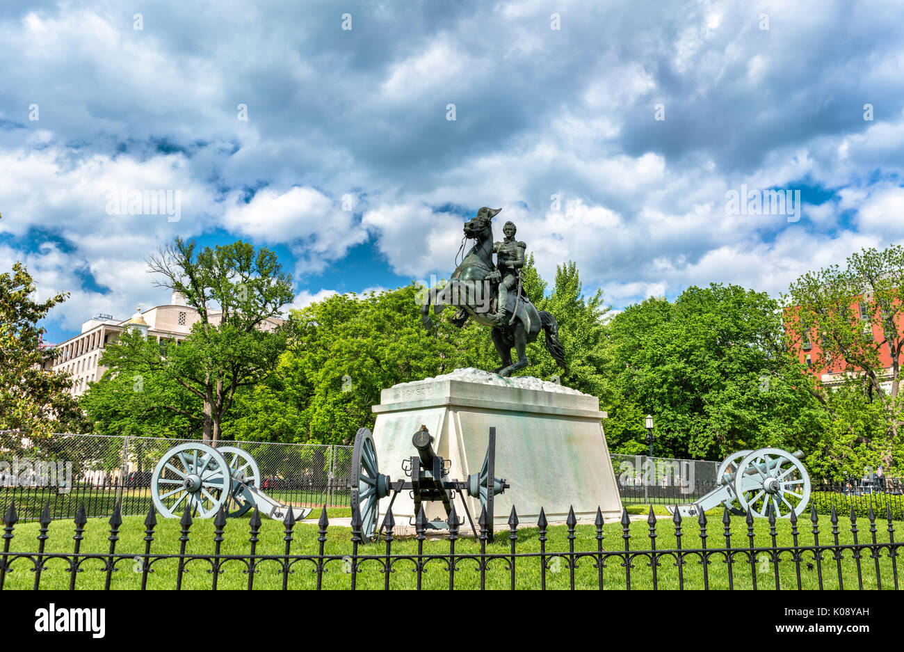 Le général Andrew Jackson statue sur Lafayette Square, à Washington, D.C. Banque D'Images