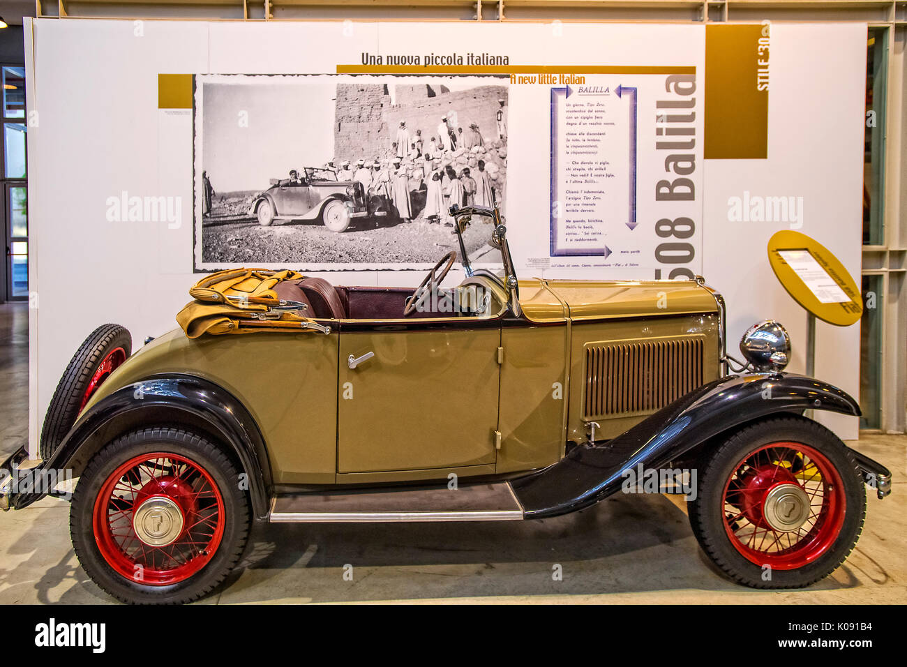 Le Fiat Centro Storico est un musée et archives d'entreprise basée à Turin. Expose des voitures, des avions, des trains, des tracteurs, camions, vélos, machines à laver, d'un réfrigérateur avec de la marque Fiat Fiat Balilla 508 - Banque D'Images