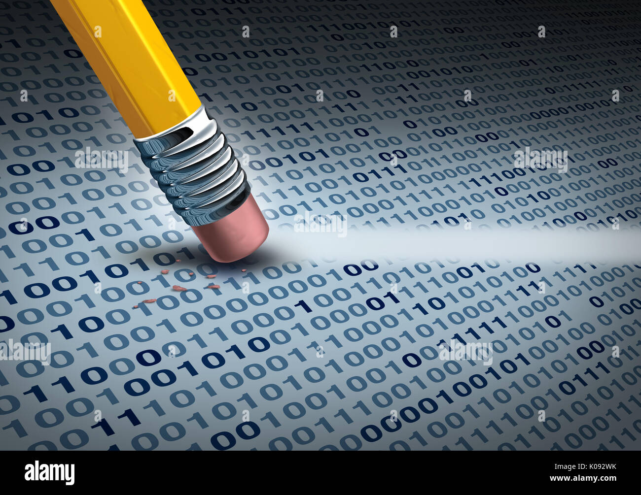 La suppression des données de l'ordinateur et l'effacement du code numérique à partir d'un disque dur ou un serveur de stockage de mémoire comme un concept de sécurité internet ou de piratage. Banque D'Images