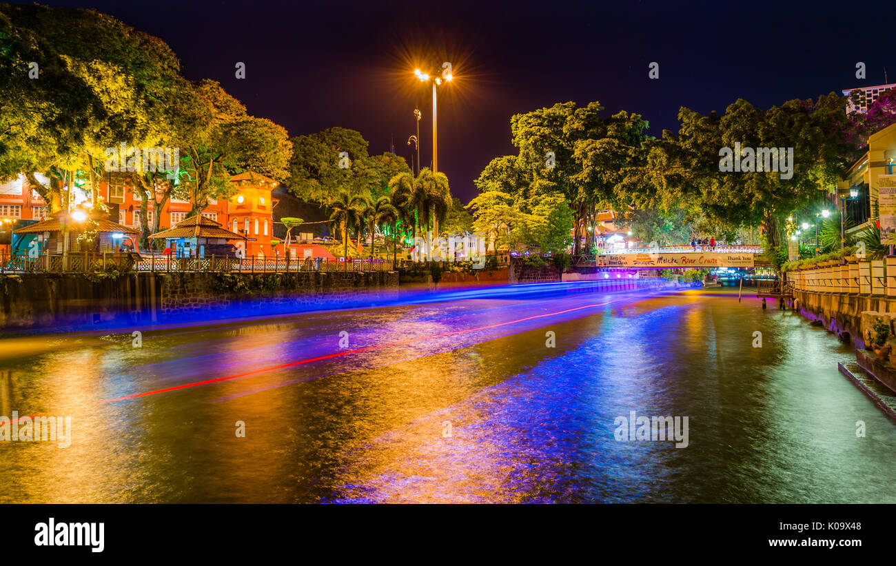 Sentier lumineux au centre-ville de Malacca Banque D'Images