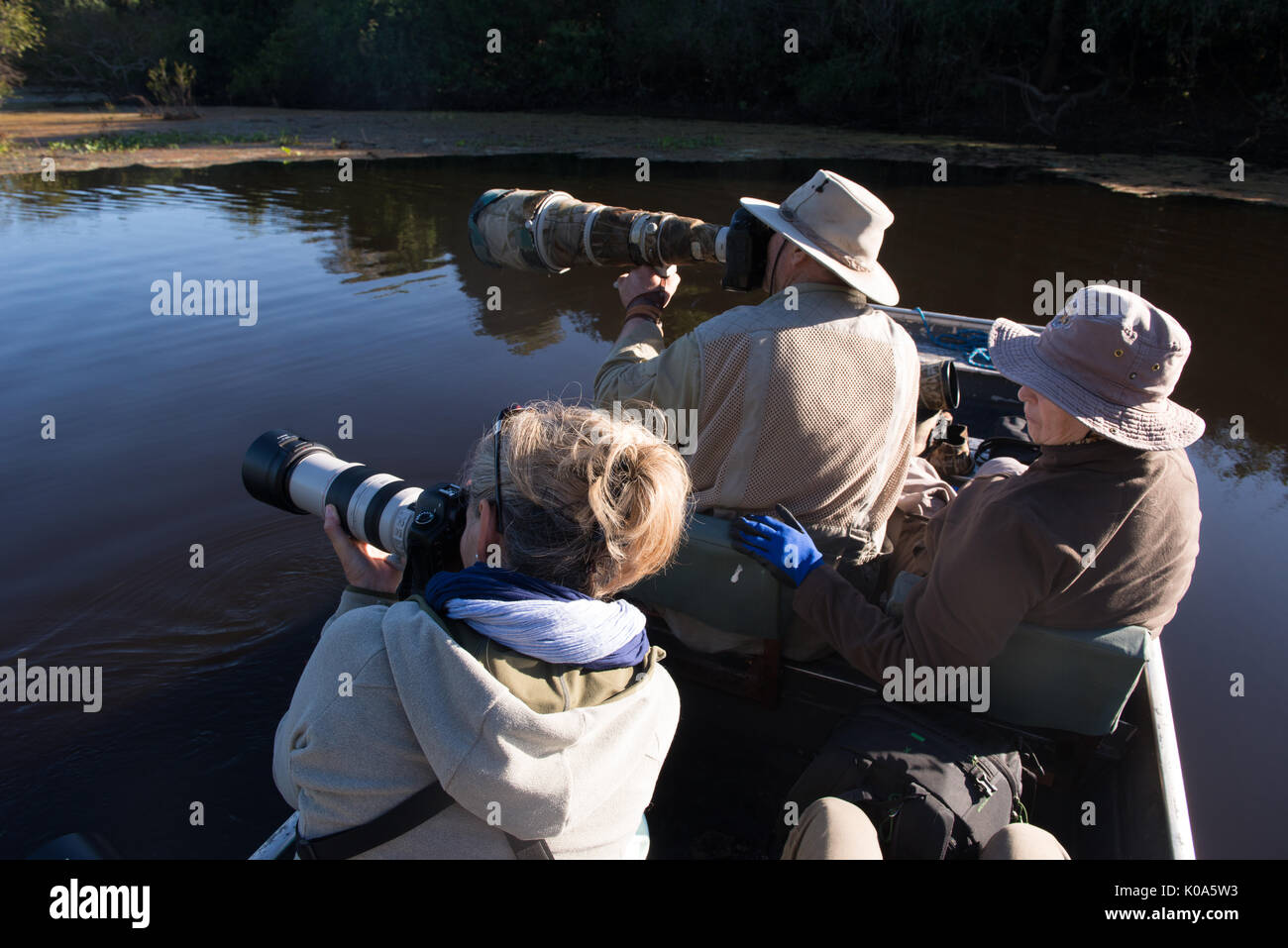 Les photographes en un tour dans le Pantanal du brésil Banque D'Images