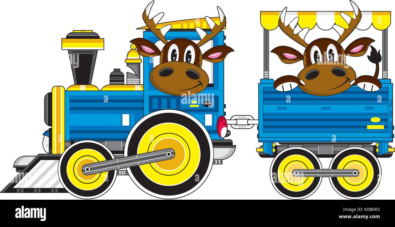 Train à vapeur dessin animé avec chauffeur Rennes Vector Illustration Illustration de Vecteur