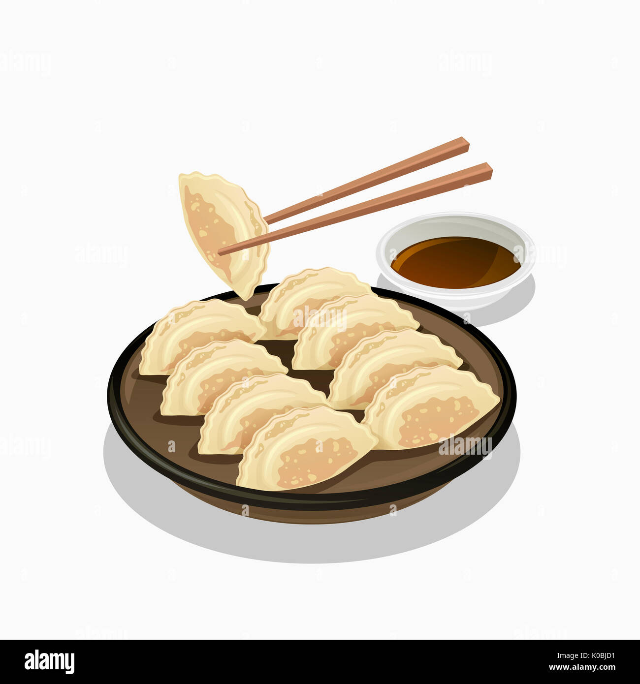 La cuisine chinoise avec des boulettes rôties Banque D'Images