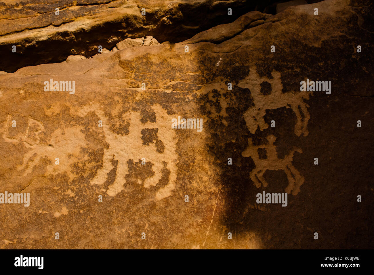 Musayqirah Rock Graffiti (pétroglyphes, Qaryat al Asba), Province de Riyad, Arabie Saoudite Banque D'Images