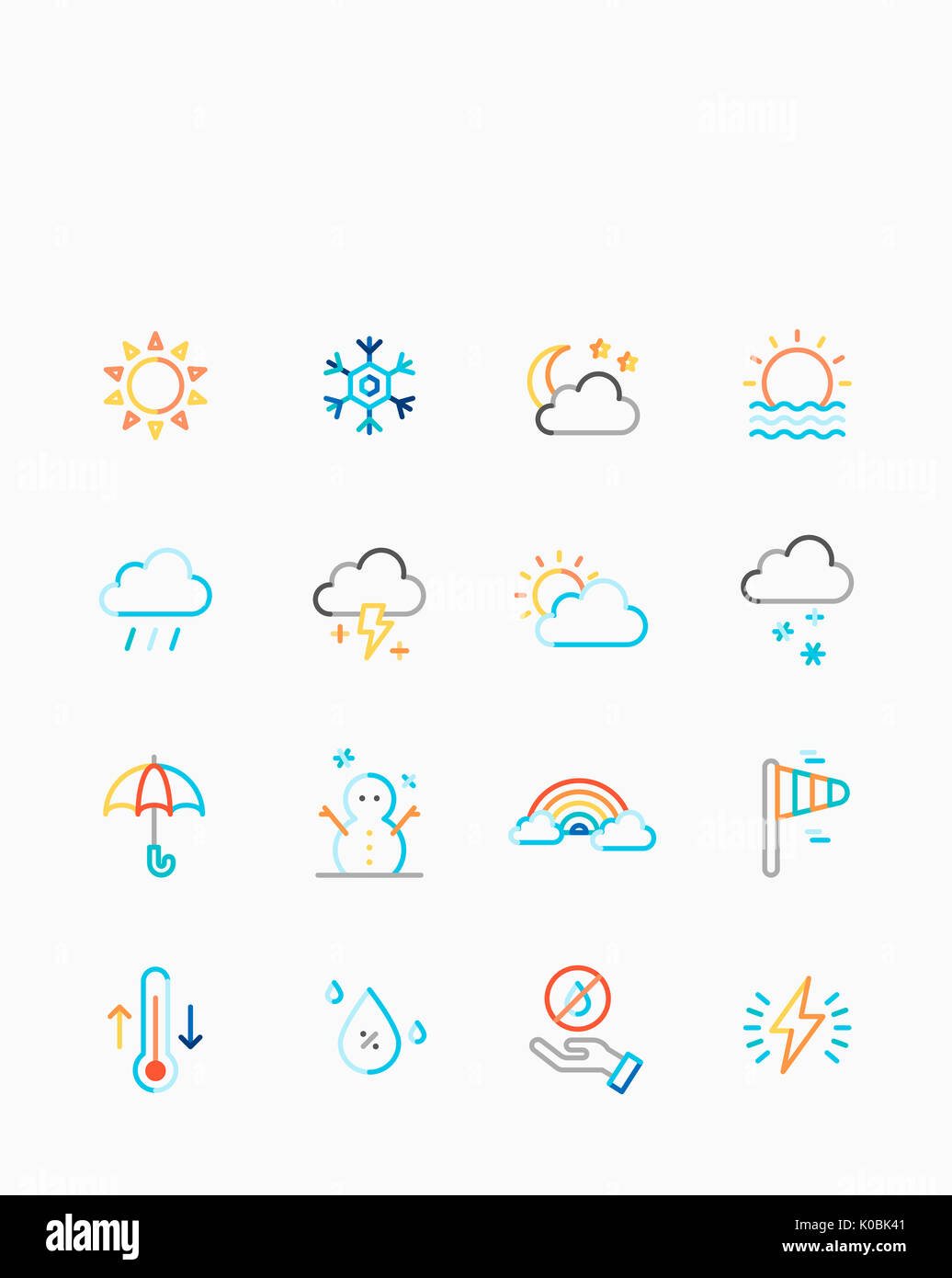 Ensemble de différentes icônes liées à la météo Banque D'Images