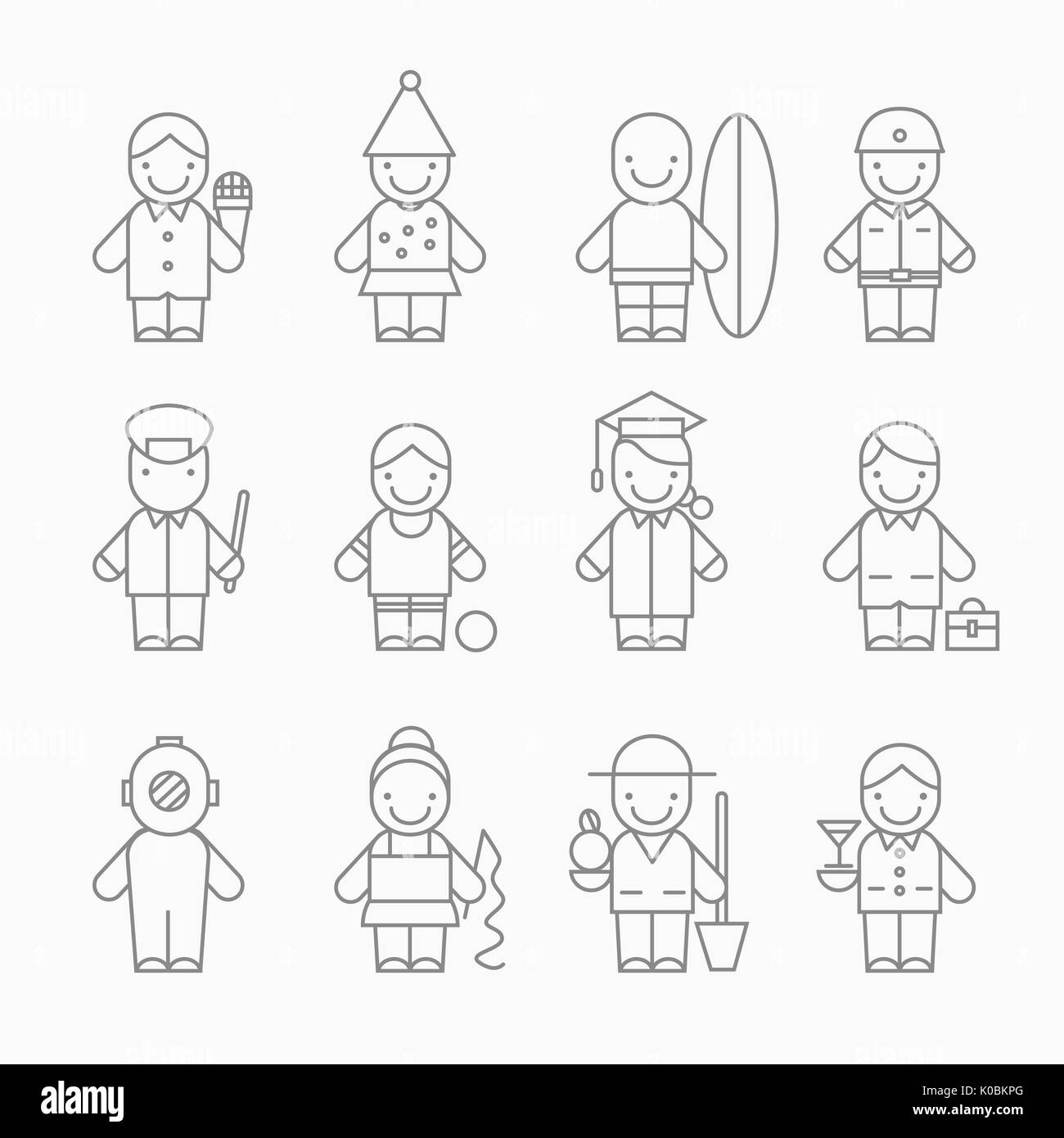 Icônes de diverses personnes de carrière Banque D'Images