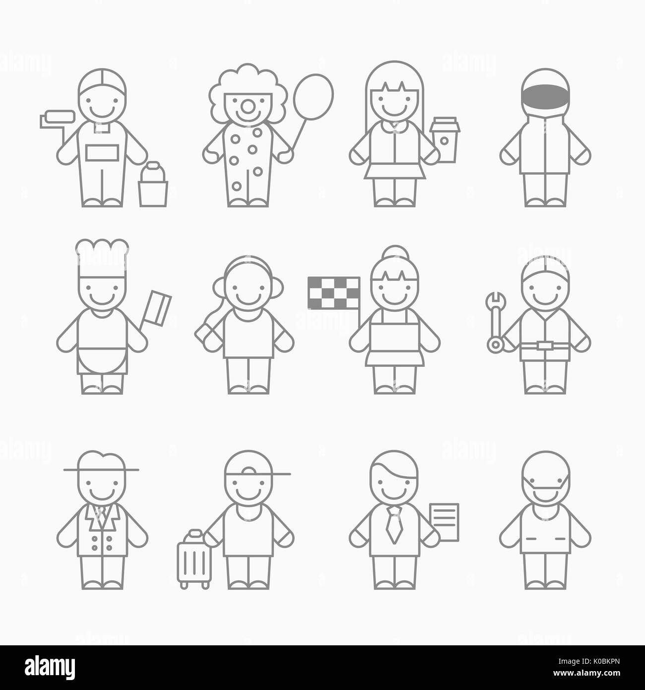 Icônes de diverses personnes de carrière Banque D'Images