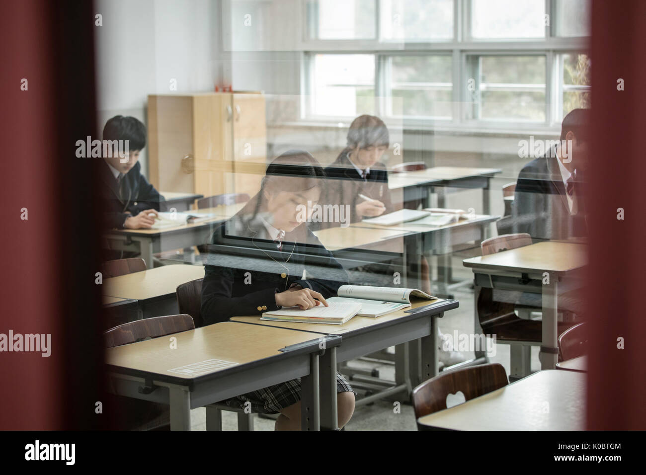 Vue de côté de l'école d'étudiants se class Banque D'Images