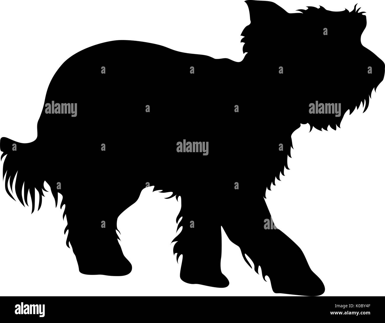 Chien Yorkshire Terrier silhouette sur un fond blanc Illustration de Vecteur