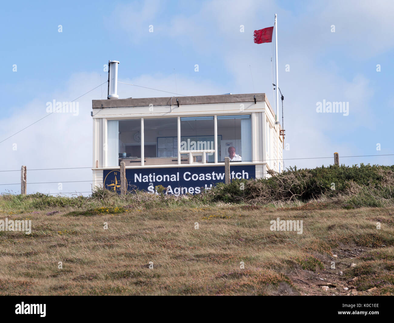 Poste de guet Coastwatch National à St Agnes Tête, Cornwall, Angleterre du Sud-Ouest, Royaume-Uni, Angleterre Banque D'Images