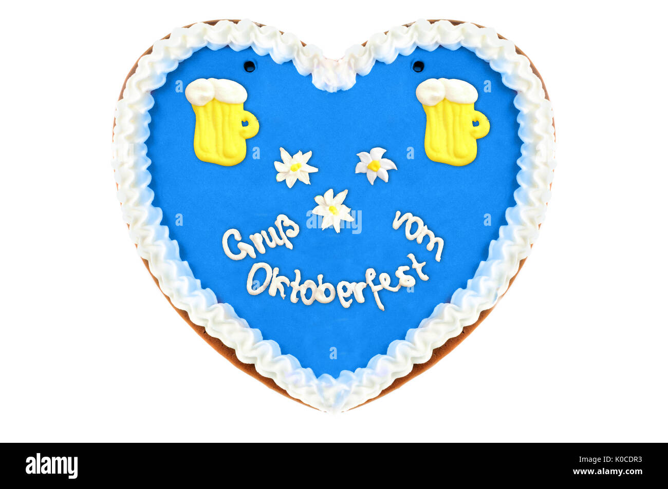 Coeur d'épices oktoberfest sur blanc fond isolé avec de la bière (Oktoberfest formulaire word salutations) Banque D'Images
