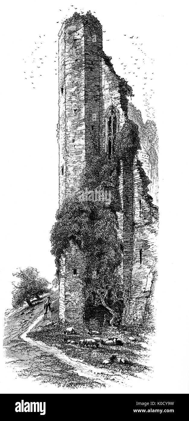 1870 : la tour ouest des ruines, le château de Kenilworth situé dans la ville du même nom dans la région de Warwickshire, en Angleterre. Construit à partir d'Norman jusqu'à l'époque Tudor, le château a été décrit comme "le meilleur exemple encore d'une semi-palais royal de la fin du moyen âge, de son échelle, la forme et la qualité de l'exécution'. Banque D'Images