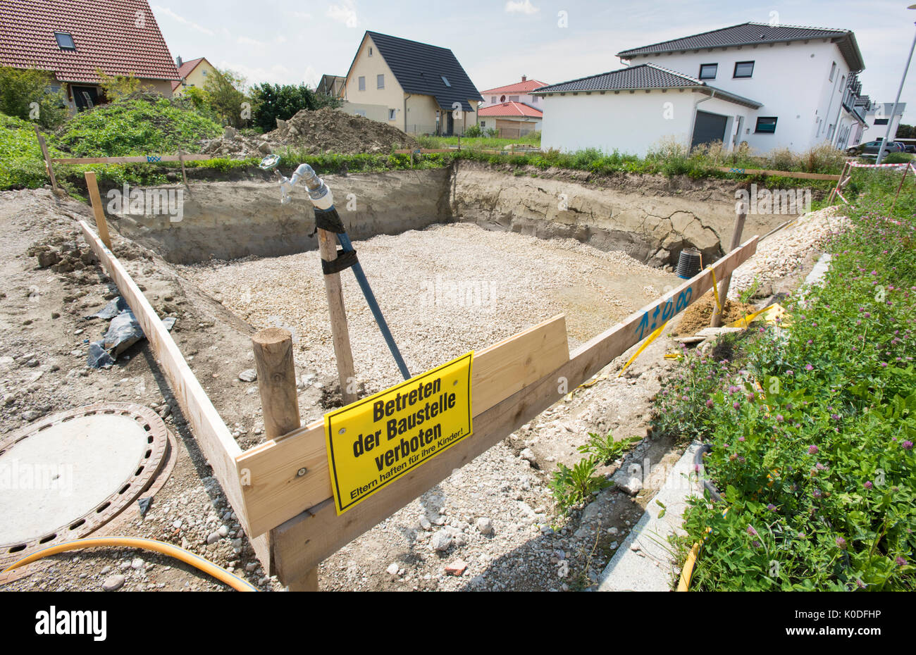 Fondation de la construction de la fosse d'une maison d'habitation Banque D'Images