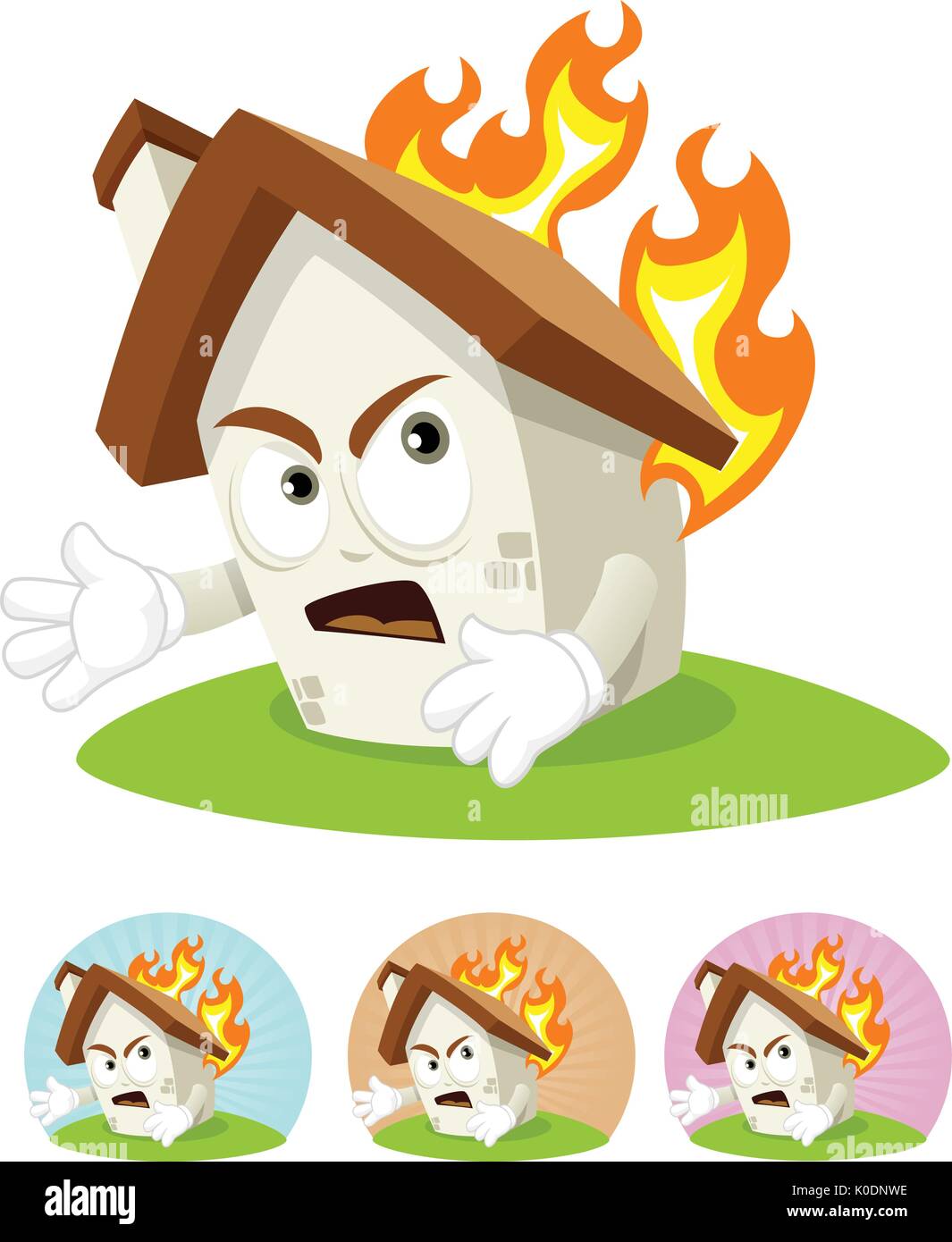Chambre personnage illustration effrayé de voir son cadre de brûler par le feu Illustration de Vecteur