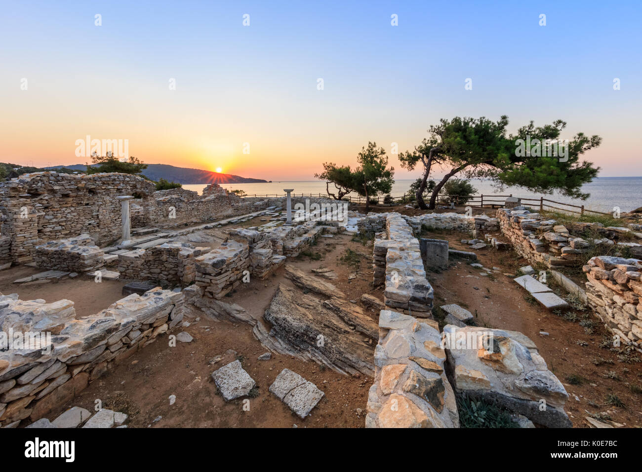 Ruines de l'antique village de site archéologique d'Aliki, l'île de Thassos, Macédoine orientale et Thrace, Grèce Banque D'Images