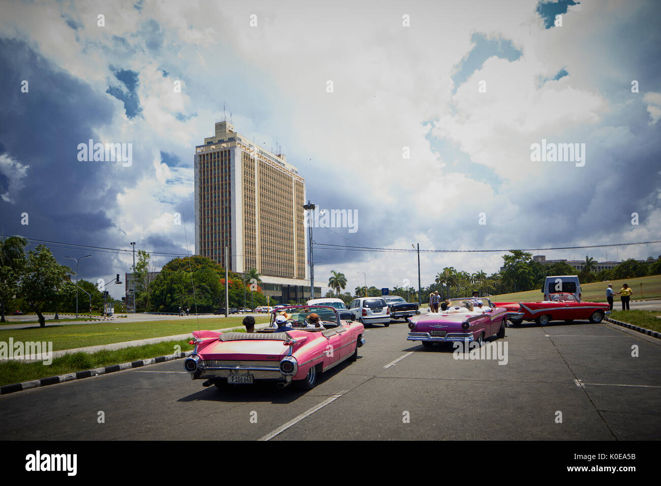 Le cubain, Cuba, La Havane, capitale Place de la révolution, le ministère de la Défense La Défense nationale construit Plaza de la Revolución Banque D'Images