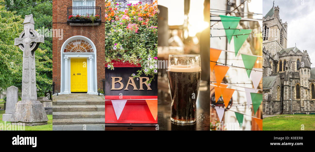 L'Irlande et de Dublin, collage photo panoramique travel concept Banque D'Images