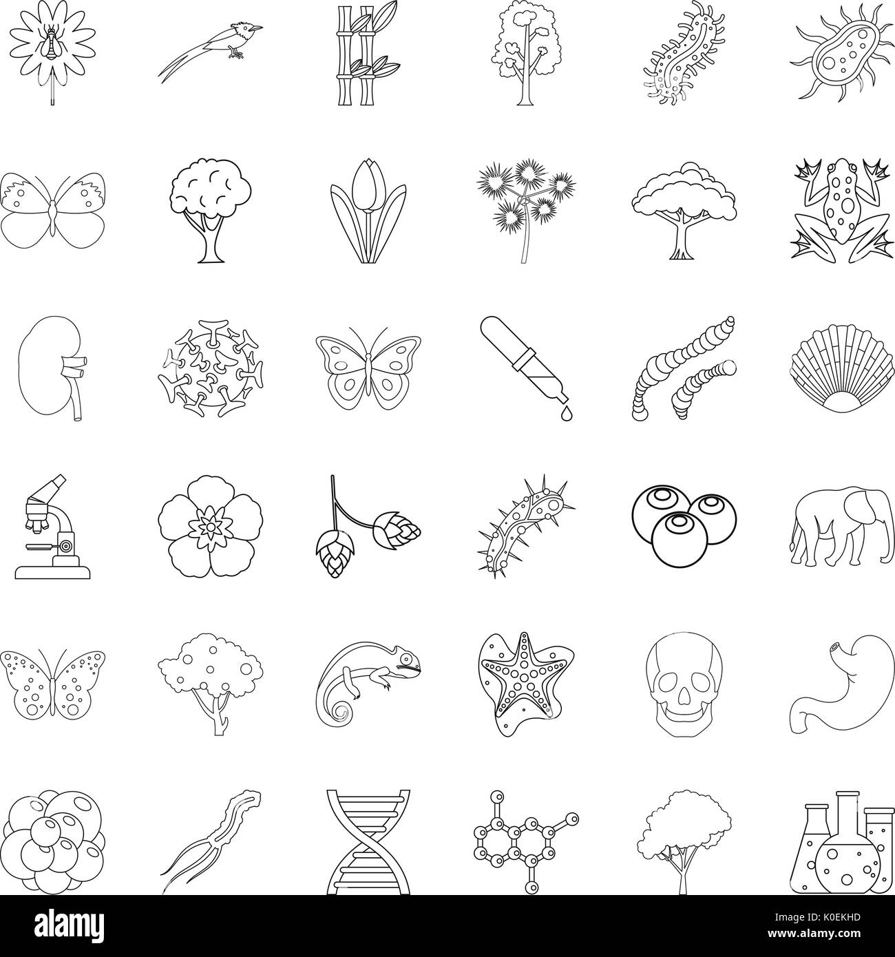 Nature icons set style du contour, Illustration de Vecteur