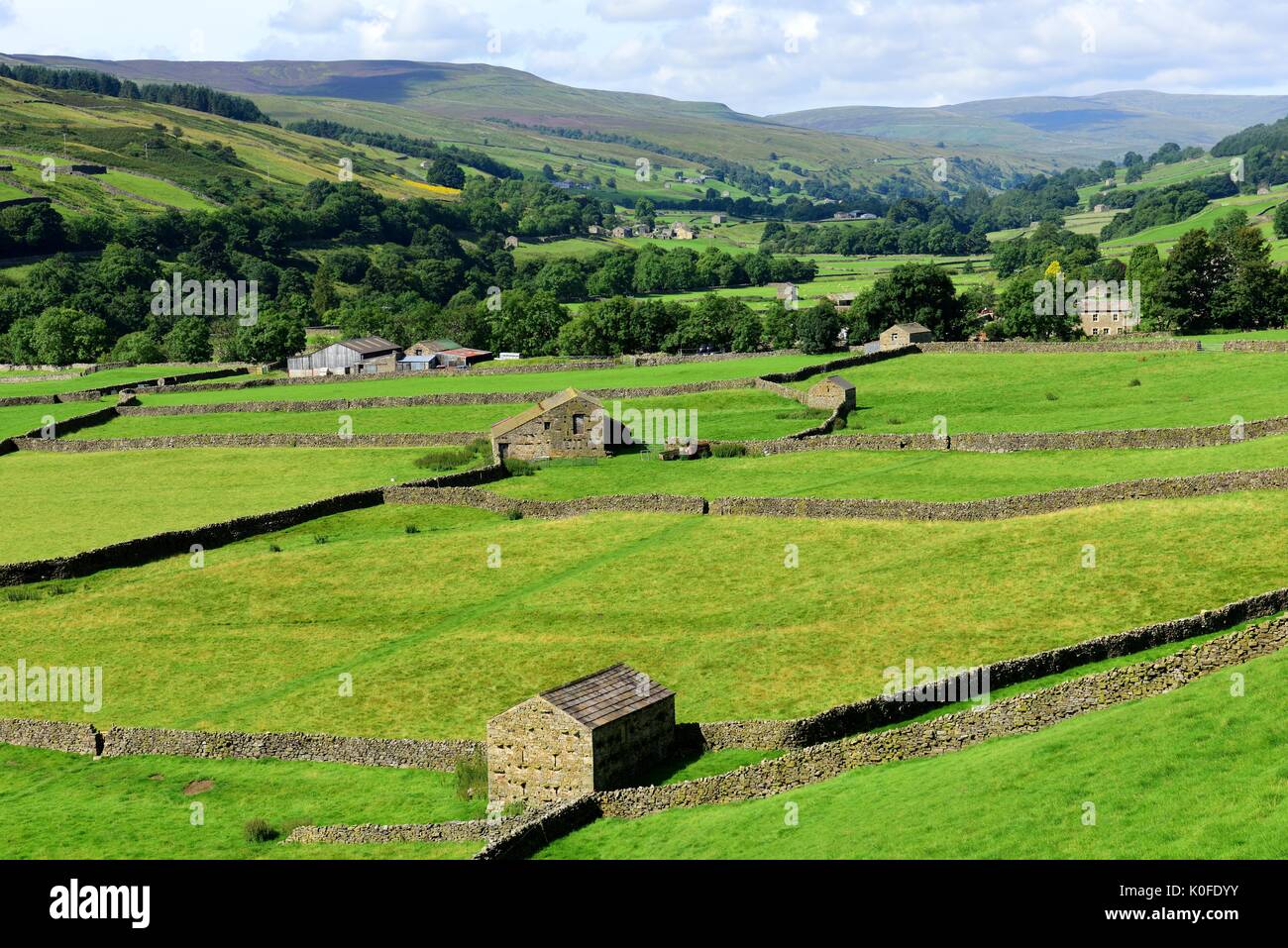 Murs de pierres sèches, Gunnerside au Yorkshire Banque D'Images