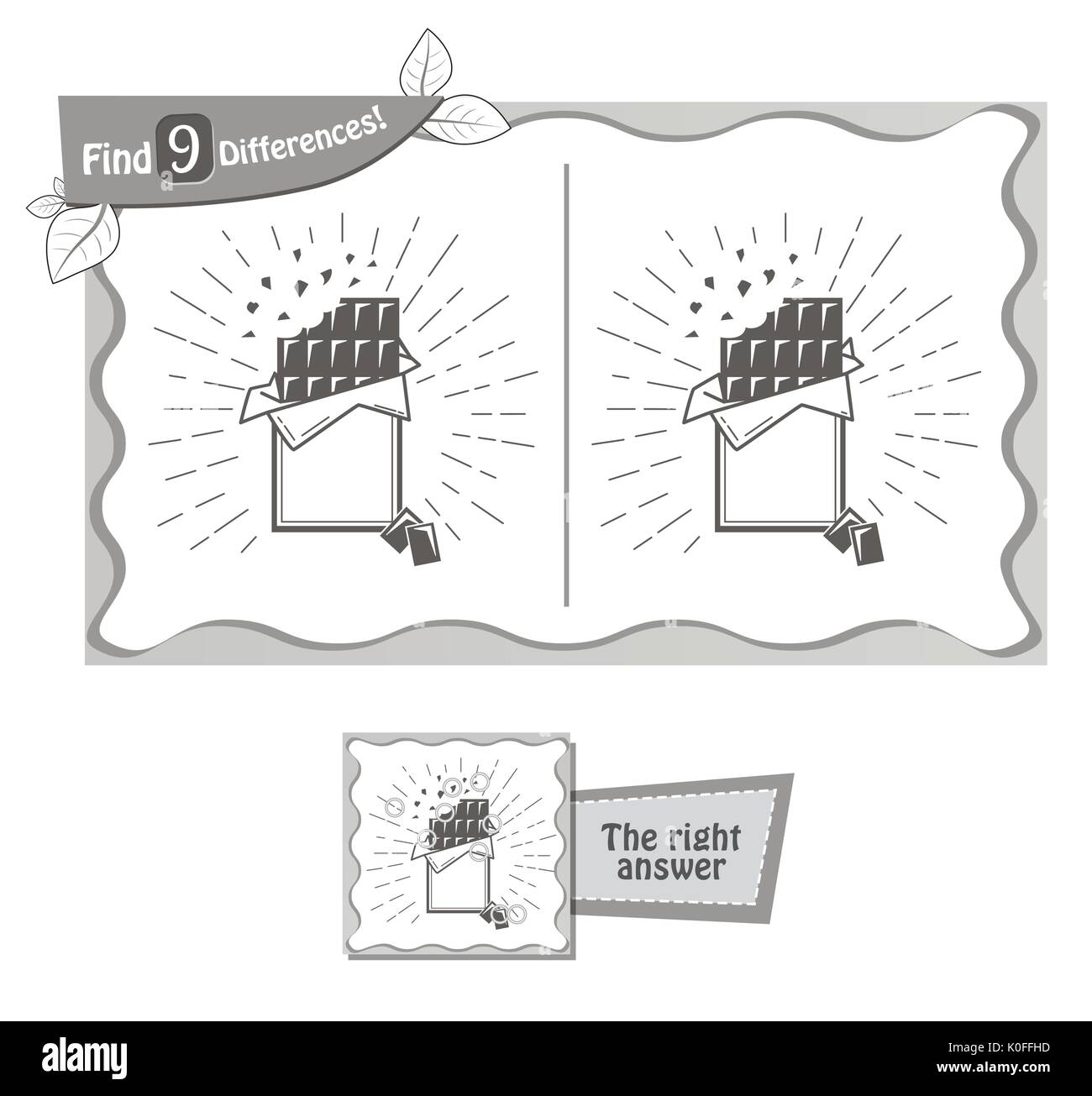Jeu visuel pour les enfants et les adultes. Tâche de trouver 9 différences dans l'illustration à la commission scolaire. vector illustration noir et blanc Illustration de Vecteur