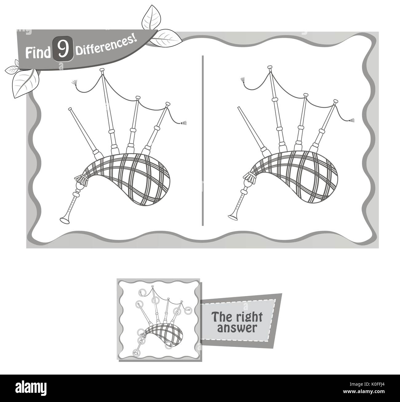 Jeu visuel pour les enfants et les adultes. Tâche de trouver 9 différences dans l'illustration à la commission scolaire. vector illustration noir et blanc Illustration de Vecteur