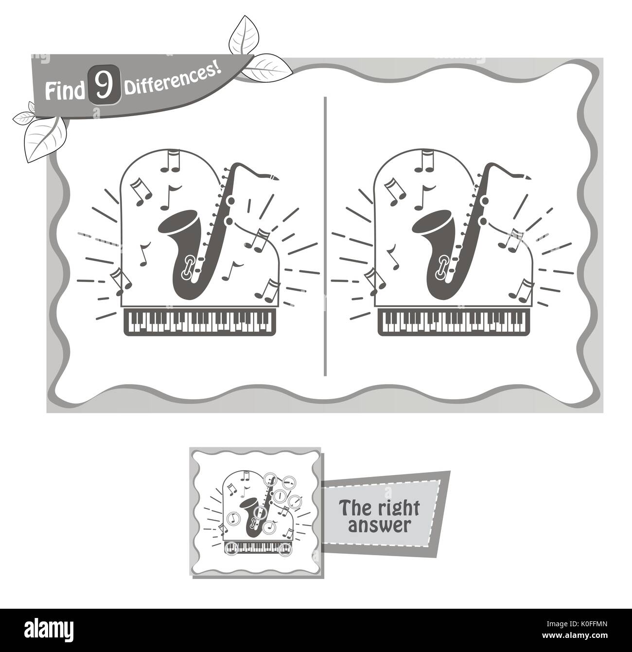 Jeu visuel pour les enfants et les adultes. Tâche de trouver 9 différences dans l'illustration à la commission scolaire. vector illustration noir et blanc Illustration de Vecteur