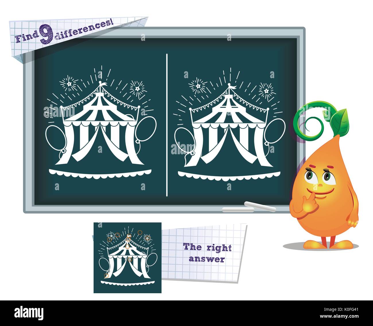 Jeu visuel pour les enfants et les adultes. Tâche de trouver 9 différences dans l'illustration à la commission scolaire Illustration de Vecteur