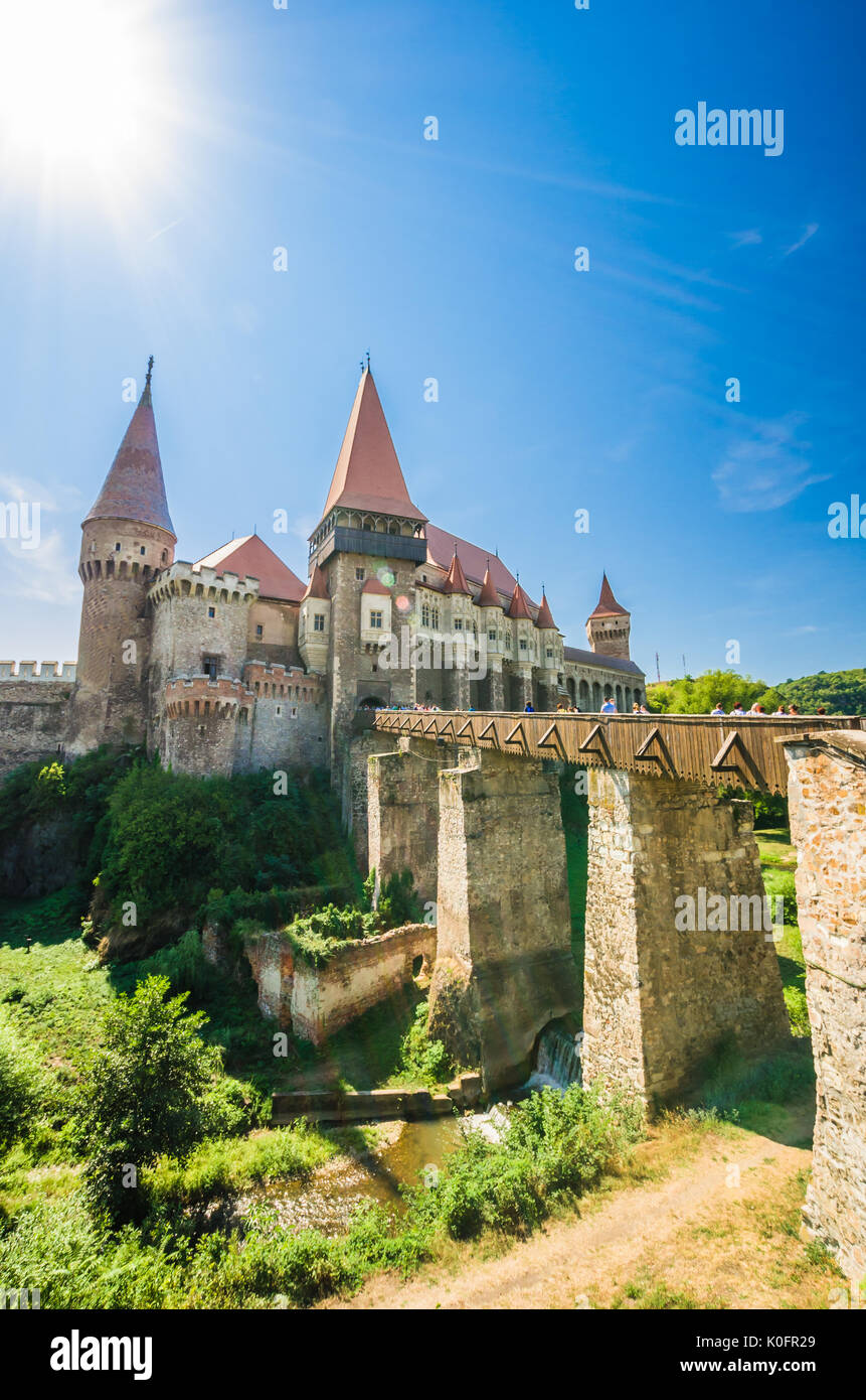 Château corvin, Hunedoara, Transylvanie, Roumanie. hunyad castle a été aménagé en 1446. castelul huniazilor en roumain. Banque D'Images
